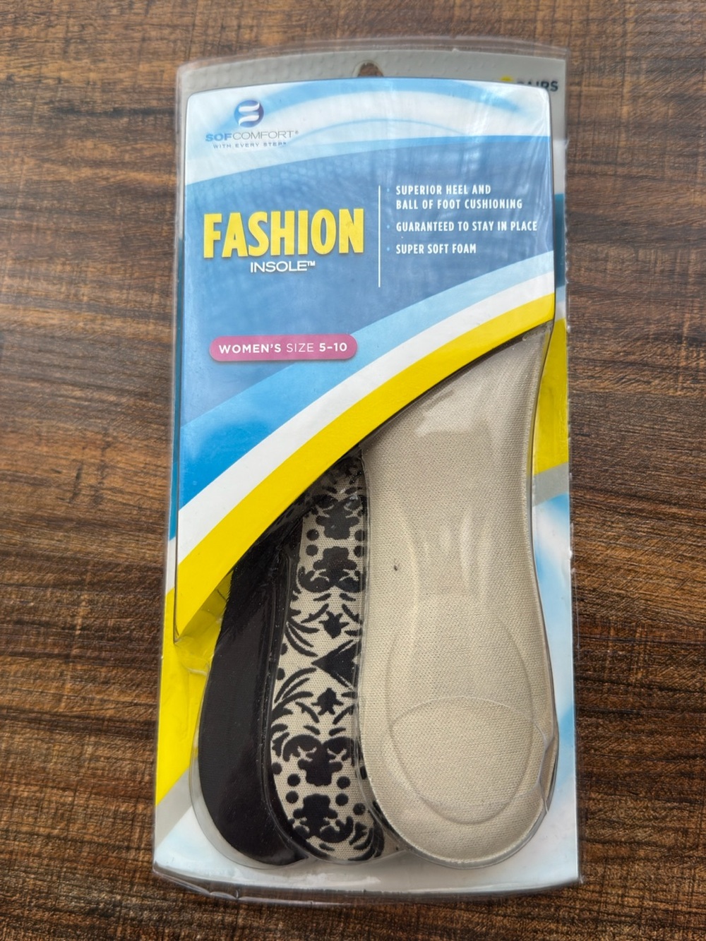 SofComfort Fashion Insole For Women 3 Pairs Pack Size 5-10 New Sealed